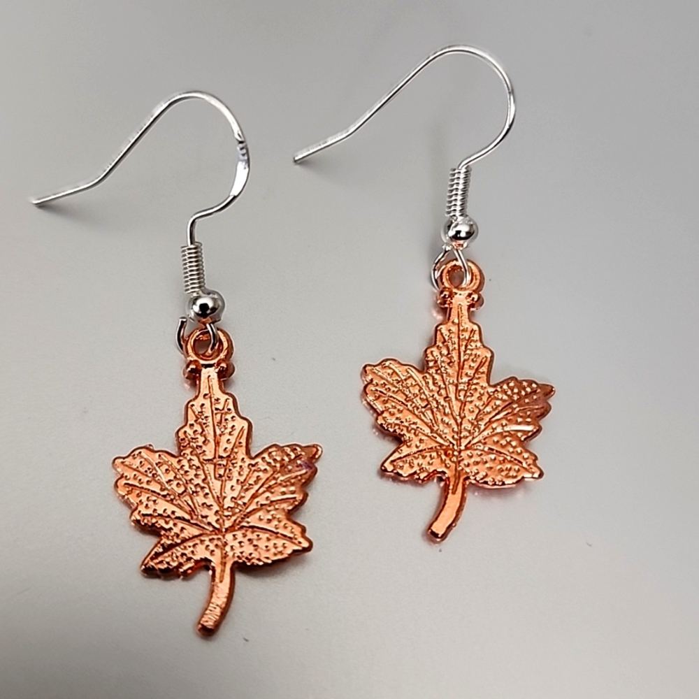 925S post Maple Leaf Earrings Tibeten Alloy Copper Color